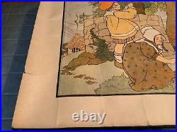 Rare Antique lithograph of the nursery rhyme Jack and Jill copyrighted 1917