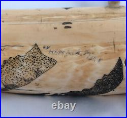 Rare Antique/vintage Happy Jack Scrimshaw Cribbage Board