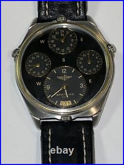 Rare Breitling 18KT /SS World Time Pilots Watch Vintage Men's Watch 4 Time Zones