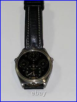 Rare Breitling 18KT /SS World Time Pilots Watch Vintage Men's Watch 4 Time Zones