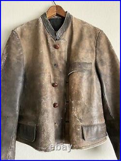 Rare Early Vintage Antique Brown Leather Jacket