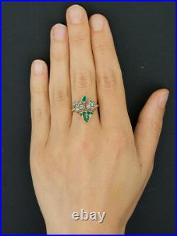 Rare Georgian Natural Colombian Emerald And Diamond Giardinetti Antique Ring