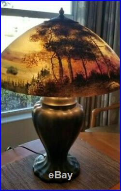 Rare Handel Reverse and Obverse Painted Scenic Lamp Antique Vintage