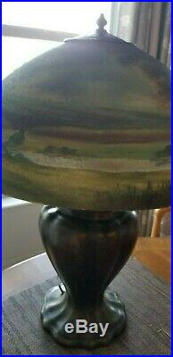 Rare Handel Reverse and Obverse Painted Scenic Lamp Antique Vintage