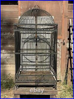 Rare Huge Antique / Vintage Wrought Bird Cage Beautiful Functional Decor Ornate