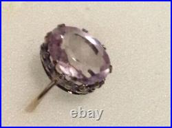 Rare Old Antique vintage USSR ring silver 875 rock crystal women jewelry