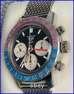 Rare Serviced Heuer Autavia GMT Chrono Pepsi Bezel Watch 2446C Great Investment