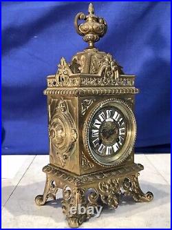 Rare Size vintage antique JAPY FRERES French Brass Clock, Porcelain Numerals