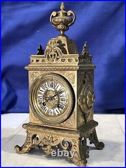 Rare Size vintage antique JAPY FRERES French Brass Clock, Porcelain Numerals