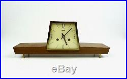 Rare Stunning MID Century Modernism Teak Table Clock Vintage 1960 By Zentra
