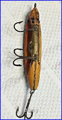 Rare Vintage 1910 Immell Chippewa Fishing Lure Wood, Glass Eyes, Bass/musky