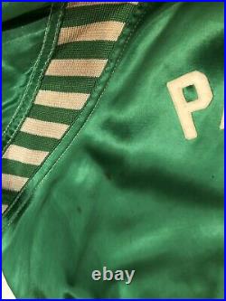 Rare Vintage 1950's Spanjian Athletic Green Satin Sports Jacket Panorama City 42