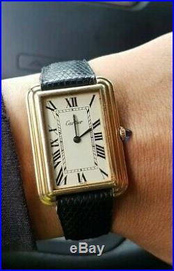 Rare Vintage 1970s Oversized Cartier Tank Tropical Dial mechanical watch