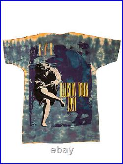 Rare Vintage 1991 Guns N Roses Shirt All over Tee Liquid Blue XL Nirvana Kanye