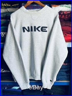 Rare Vintage 90s Nike Spell Out Sweatshirt Grey Large