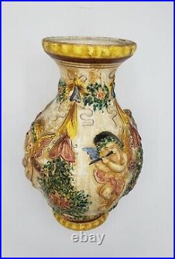 Rare Vintage Antique #3 OF 9 Italian Cherub Putti Vase Signed OVINGTON ITALY Vtg