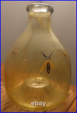 Rare Vintage Antique Amber Pebbled Glass Mosquito/Fly catcher with embellishment