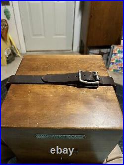 Rare Vintage Antique Hamilton Watch Co. Chronometer Wooden Watch Case With Strap