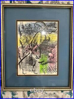 Rare Vintage Antique Marc Chagall L'annee Rose lithograph withCOA