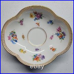 Rare Vintage Antique Meissen Quatrefoil Saucer Set. (Saucers Only) Wild Flowers