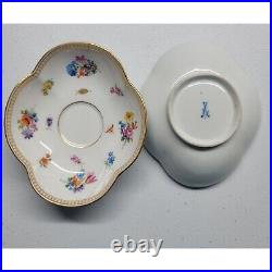 Rare Vintage Antique Meissen Quatrefoil Saucer Set. (Saucers Only) Wild Flowers