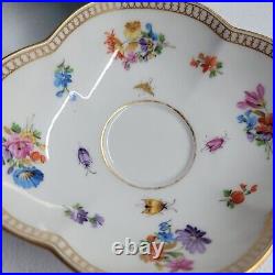 Rare Vintage Antique Meissen Quatrefoil Saucer Set. (Saucers Only) Wild Flowers