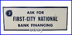 Rare Vintage Antique TOC First City National Bank Tin Over Cardboard Sign Plaque