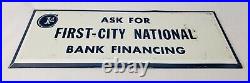 Rare Vintage Antique TOC First City National Bank Tin Over Cardboard Sign Plaque