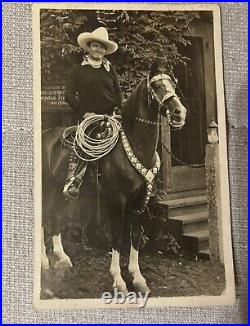 Rare Vintage Antique TOM MIX Autograph Photo Postcard Cowboy Western Read Desc