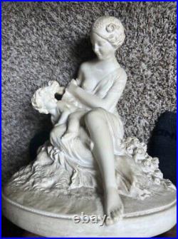 Rare Vintage Antique Victorian Collectible Mother And Child Statute Hand Crafted