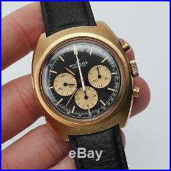 Rare Vintage Breitling 9857 Chronograph 1970's Lemania 1873 Gold Panda Dial