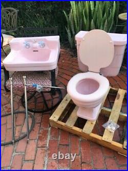 Rare Vintage Crane Matching Compeer Sink and Maurclonia 1 pc Toilet Orchid Pink