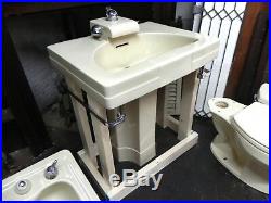 Rare Vintage Crane Neuvogue Pedestal Sink designed by Henry Dreyfuss