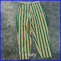 Rare Vintage Cross Colours Denim Color Block Stripe Hip Hop Jeans Pants 80s 90s