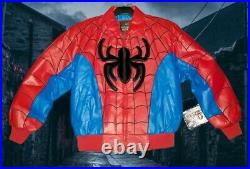 Rare Vintage Deadstock Spider-Man Leather Jacket Marvel 2002 Size Large Promo