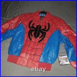 Rare Vintage Deadstock Spider-Man Leather Jacket Marvel 2002 Size Large Promo