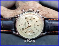 Rare Vintage Enicar Chronograph Silver Dial Manual Wind Man's Watch