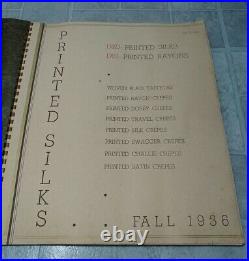 Rare Vintage Fabric Sales Sample Swatch Book Silk And Rayon Fall 1936 Antique