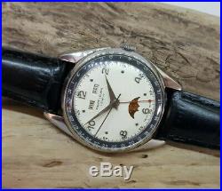 Rare Vintage Favre Leuba Triple Calendar White Dial Moonhpase Watch