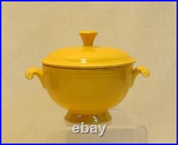 Rare Vintage Fiesta Yellow Covered Onion Soup Bowl & LID Flat-bottom/marked