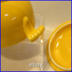 Rare Vintage Fiesta Yellow Covered Onion Soup Bowl & LID Flat-bottom/marked