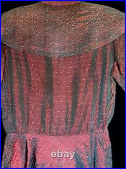 Rare Vintage French Wwii Era 1940's Designer Silk Taffeta Brocade Dress Size 4