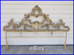 Rare Vintage Hollywood Regency Baroque Rococo Glam Gold King Size Headboard