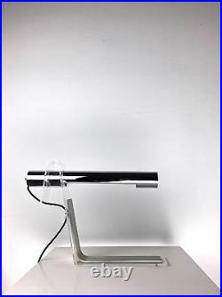 Rare Vintage Italian Tubular Chrome Lucite Table Desk Lamp Mid Century Modern