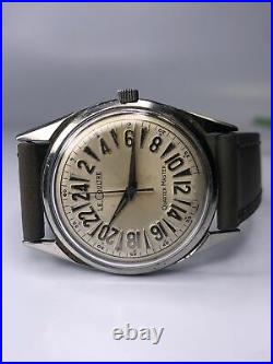 Rare Vintage Men's LeCoultre Quartermaster 24 Hour WHITE Dial Watch JLC