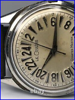 Rare Vintage Men's LeCoultre Quartermaster 24 Hour WHITE Dial Watch JLC