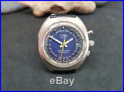 Rare Vintage Oris Star Chronoris Blue Dial Date Manual Wind Man's Watch