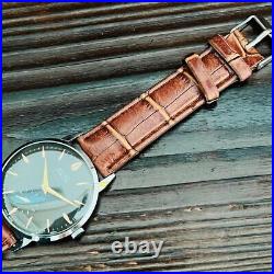 Rare! ? Vintage ROLEX MARCONI Hand Wind Antique Men's Wristwatch Black Dial