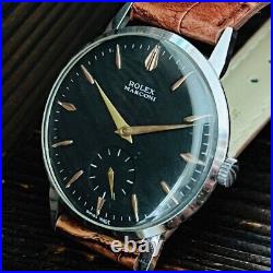 Rare! ? Vintage ROLEX MARCONI Hand Wind Antique Men's Wristwatch Black Dial
