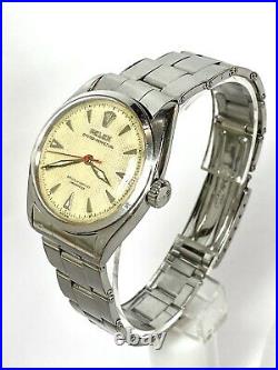 Rare Vintage ROLEX REF 6084 Honeycomb Waffle Dial with Band 1950s Watch